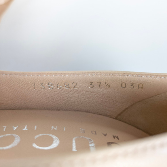 GUCCI Anita Pointed Toe Pumps 105mm Malaga Kid Leather in Powder Women's 37.5 - Picture 9 of 9